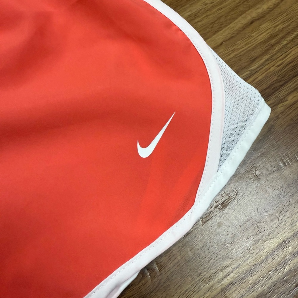 Nike Girls Coral Athletic Shorts with White Trim - Picture 2 of 3